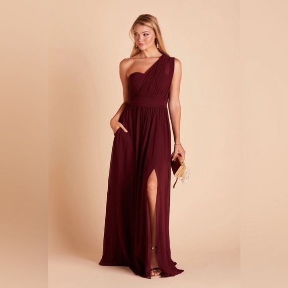 New NWT Birdy Grey “Grace” Convertible Chiffon Gown Maxi Dress Cabernet Burgundy - Picture 4 of 16